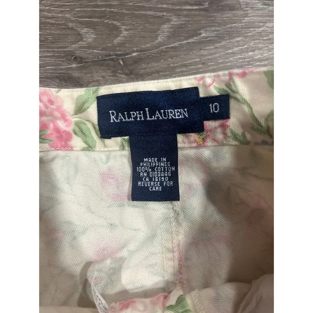 Vintage Ralph Lauren Girls Size 10 Floral Pants Cotton Pastel Wildflower Kidcore